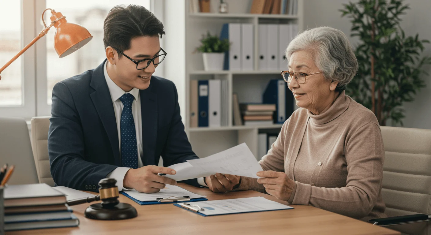 Advogado Previdenciário: Entenda como atuar e obter benefícios 🎯 1 Cliente idoso recebendo orientação jurídica previdenciária de advogado especializado, demonstrando as vantagens da assistência legal profissional